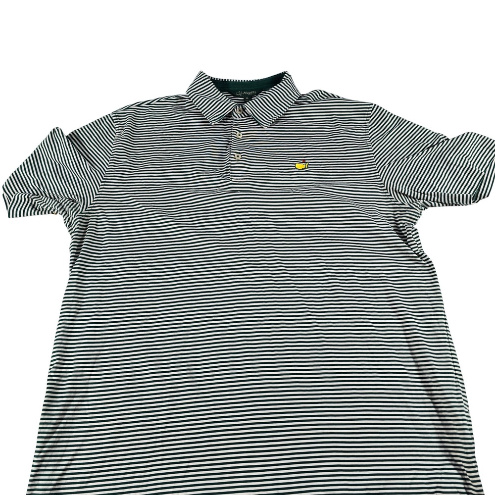 Masters Collection Mens XL Green White Striped Pima Cotton Golf Polo MCJ1704-004